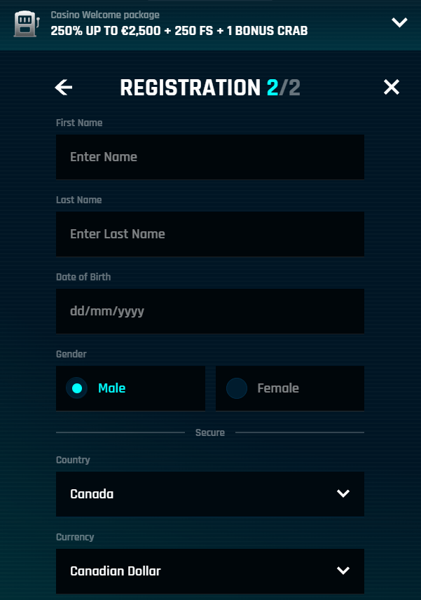 Registration form 2